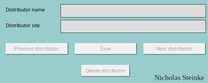 Distributor Entry Screen